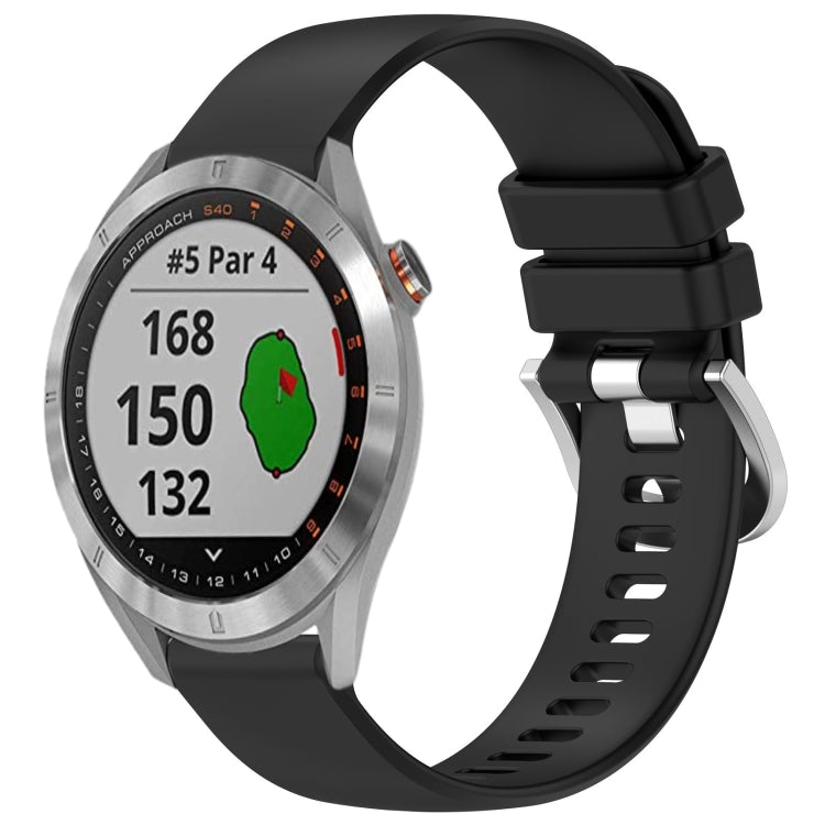 Liquid Glossy Silver Buckle Silicone Watch Band, For Garmin VivoMove Luxe / Garminmove Luxe, For Garmin Forerunner 645 / 645 Music, For Garmin Approach S40, For Garmin Vivomove3 / Garminmove3