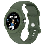 Leather texture silicone watch band on Smartwatch display, showcasing time and fitness stats.