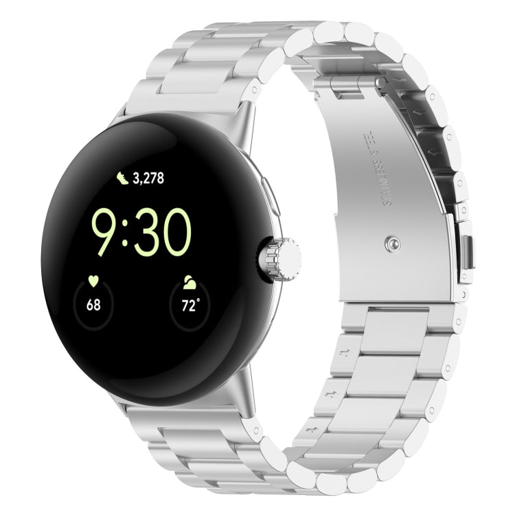 Three Bead Stainless Steel Metal Watch Band, For Google Pixel Watch 4 / 3 / 2 / 1 41mm