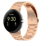 Three Bead Stainless Steel Metal Watch Band, For Google Pixel Watch 4 / 3 / 2 / 1 41mm