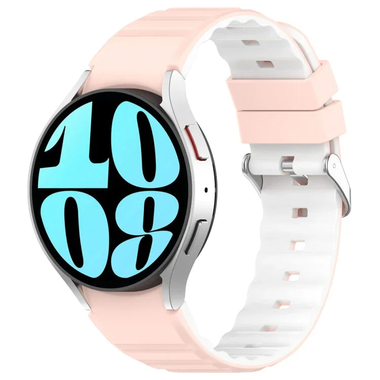 Two Color Horizontal Silicone Watch Band, For Samsung Galaxy Watch 4, For Samsung Galaxy Watch 4 Classic 46mm, For Samsung Galaxy Watch 3 41mm