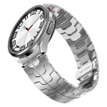 Lron Man Curved Connection Stainless Steel Watch Band, For Samsung Galaxy Watch6 Classic 43 / 47mm, For Samsung Galaxy Watch 6 40 / 44mm, For Samsung Galaxy Watch 5 40 / 44mm, For Samsung Galaxy Watch 5 Pro, For Samsung Galaxy Watch 4 40 / 44mm        ...