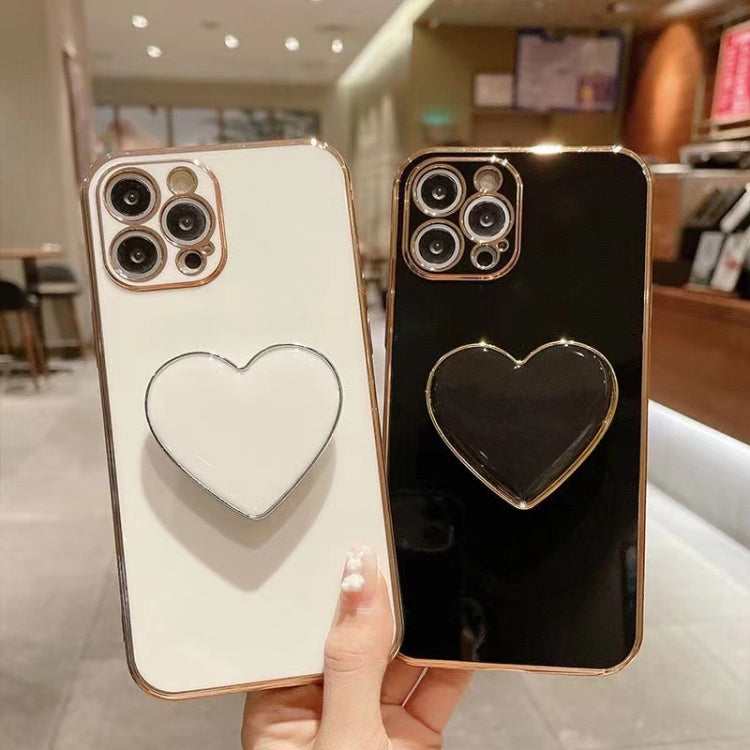 Electroplating Love Heart Holder TPU Phone Case, For iPhone 12 Pro, For iPhone 12 mini, For iPhone 11 Pro Max, For iPhone 11, For iPhone 11 Pro, For iPhone X / XS, For iPhone XR, For iPhone XS Max