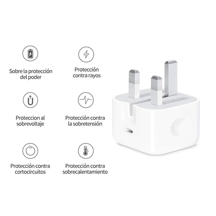 PD35W USB-C / Type-C Port Charger with 1m Type-C to Type-C Data Cable, UK Plug, UK Plug + Type-C Cable