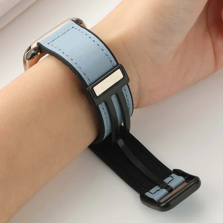 Fold Magnetic Square Buckle PU Silicone Watch Band, For Apple Watch Series 4 44mm, For Apple Watch Series 4 40mm, For Apple Watch Series 3 38mm, For Apple Watch Series 3 42mm