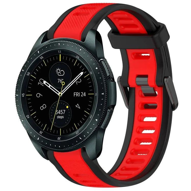 20mm Two Color Textured Silicone Watch Band, For Samsung  Galaxy Watch 4 Classic 42mm, For Samsung Galaxy Watch Active 2 44mm, For Samsung Galaxy Watch Active 2 40mm, For Samsung Galaxy Watch 42mm