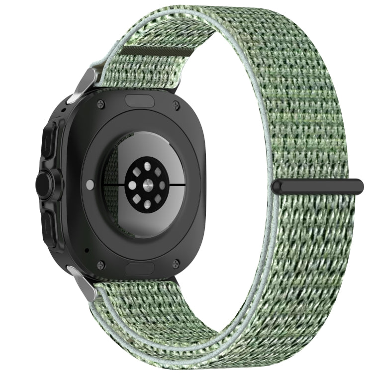 For Samsung Galaxy Watch Ultra 47mm Loop Nylon Hook and Loop Fastener Watch Band, Black, Blue Ocean, Rainbow, Seashell Color, Sea Blue, Gray Blue, Khaki Yellow, Dark Blue, Lime
