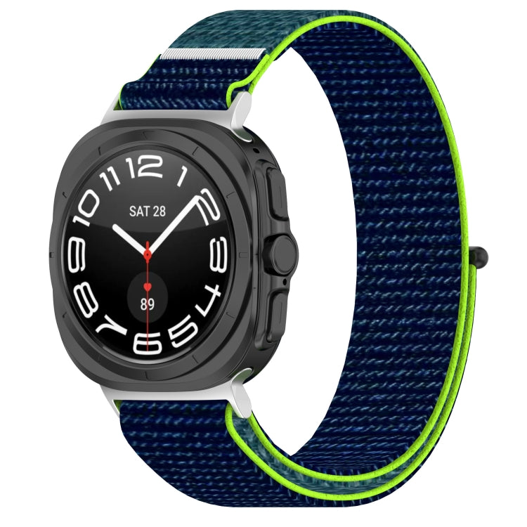 For Samsung Galaxy Watch Ultra 47mm Loop Nylon Hook and Loop Fastener Watch Band, Black, Blue Ocean, Rainbow, Seashell Color, Sea Blue, Gray Blue, Khaki Yellow, Dark Blue, Lime