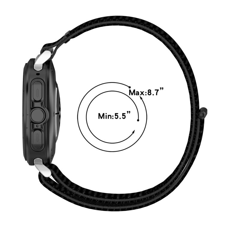 For Samsung Galaxy Watch Ultra 47mm Loop Nylon Hook and Loop Fastener Watch Band, Black, Blue Ocean, Rainbow, Seashell Color, Sea Blue, Gray Blue, Khaki Yellow, Dark Blue, Lime