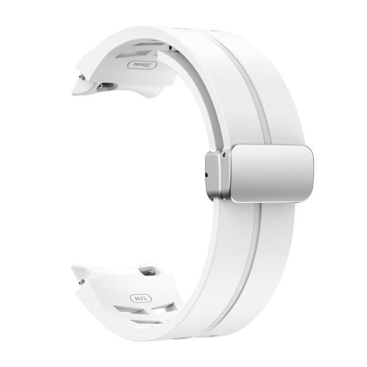 Richard Magnetic Folding Silver Buckle Silicone Watch Band, For Samsung Galaxy Watch FE 40mm, For Sansung Galaxy Watch 5 Pro Golf Edition, For Samsung Galaxy Watch 5 Golf Edition