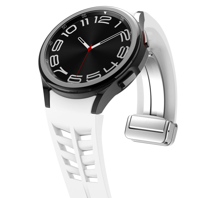 Richard Magnetic Folding Silver Buckle Silicone Watch Band, For Samsung Galaxy Watch FE 40mm, For Sansung Galaxy Watch 5 Pro Golf Edition, For Samsung Galaxy Watch 5 Golf Edition