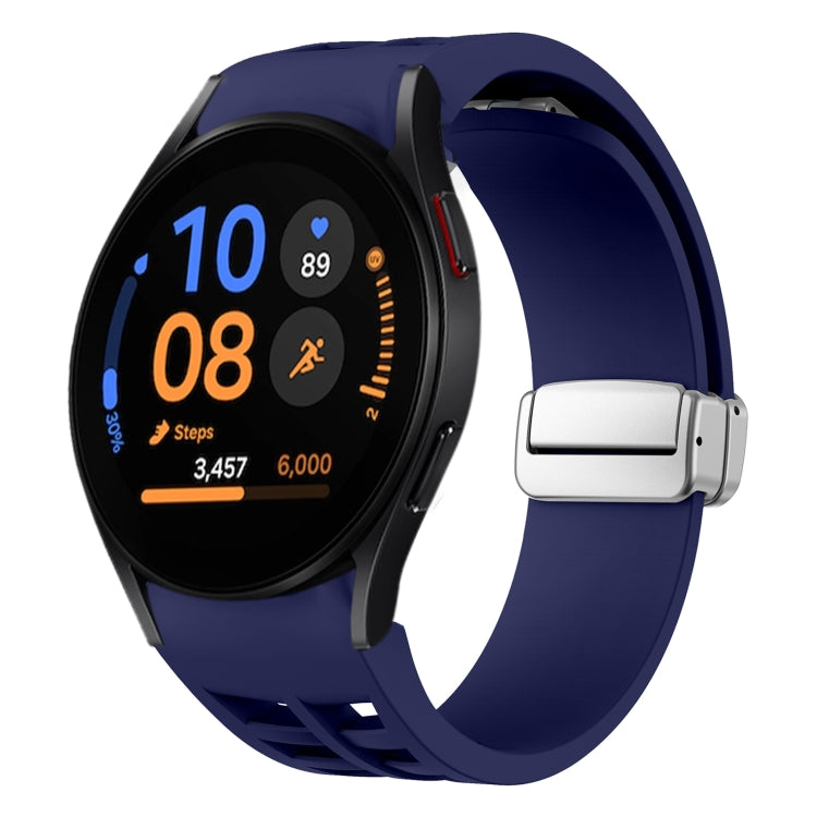Richard Magnetic Folding Silver Buckle Silicone Watch Band, For Samsung Galaxy Watch FE 40mm, For Sansung Galaxy Watch 5 Pro Golf Edition, For Samsung Galaxy Watch 5 Golf Edition