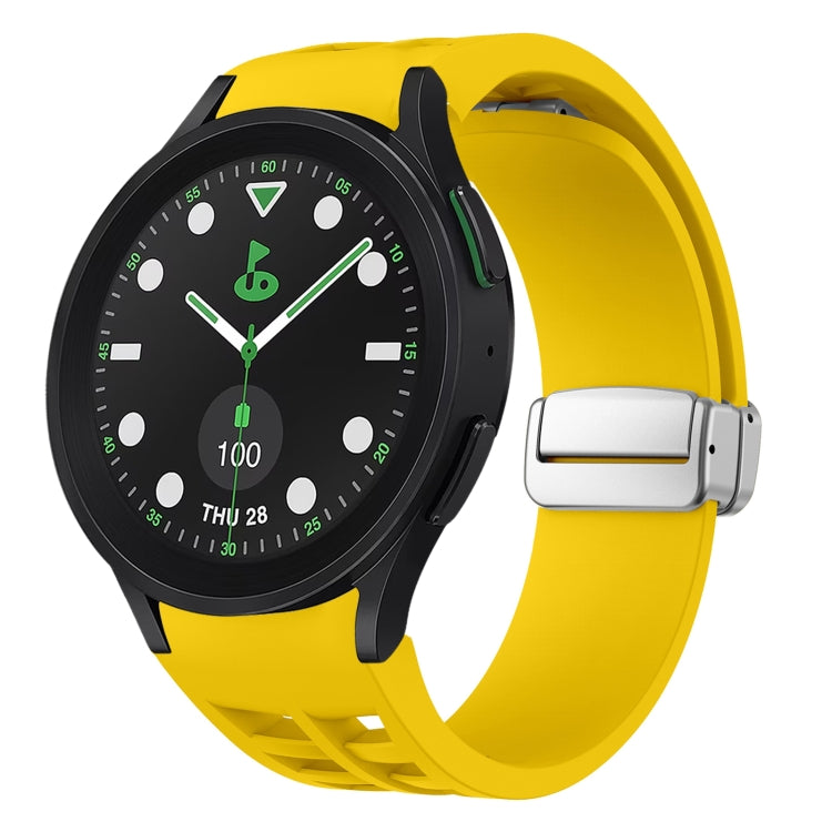 Richard Magnetic Folding Silver Buckle Silicone Watch Band, For Samsung Galaxy Watch FE 40mm, For Sansung Galaxy Watch 5 Pro Golf Edition, For Samsung Galaxy Watch 5 Golf Edition