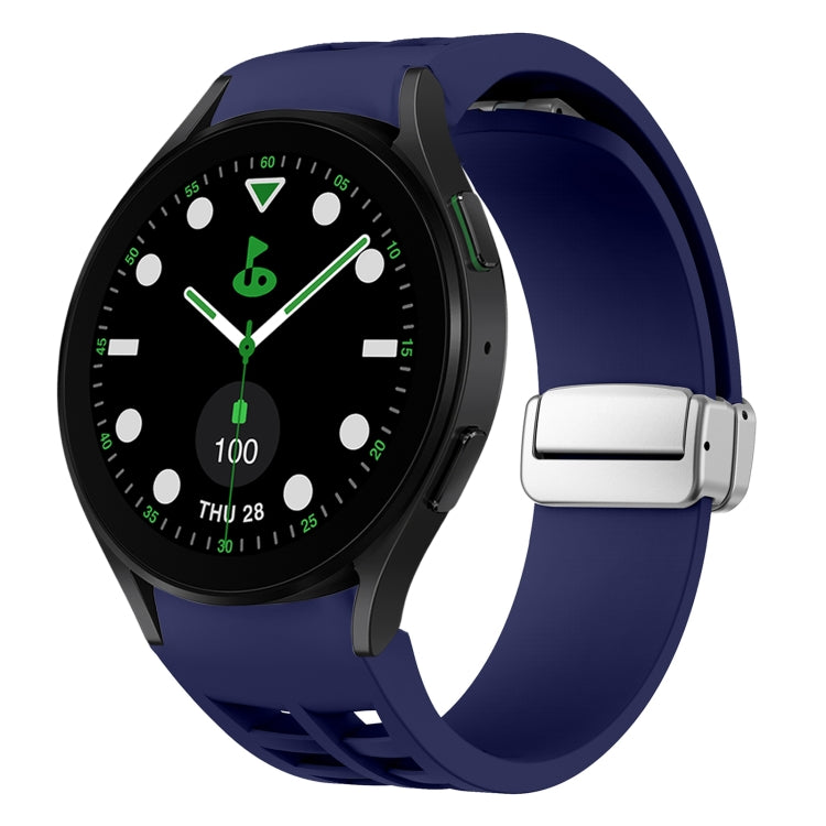 Richard Magnetic Folding Silver Buckle Silicone Watch Band, For Samsung Galaxy Watch FE 40mm, For Sansung Galaxy Watch 5 Pro Golf Edition, For Samsung Galaxy Watch 5 Golf Edition