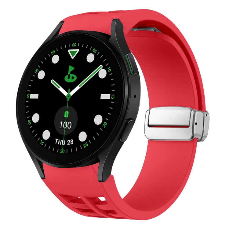 Richard Magnetic Folding Silver Buckle Silicone Watch Band, For Samsung Galaxy Watch FE 40mm, For Sansung Galaxy Watch 5 Pro Golf Edition, For Samsung Galaxy Watch 5 Golf Edition