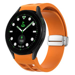 Richard Magnetic Folding Silver Buckle Silicone Watch Band, For Samsung Galaxy Watch FE 40mm, For Sansung Galaxy Watch 5 Pro Golf Edition, For Samsung Galaxy Watch 5 Golf Edition
