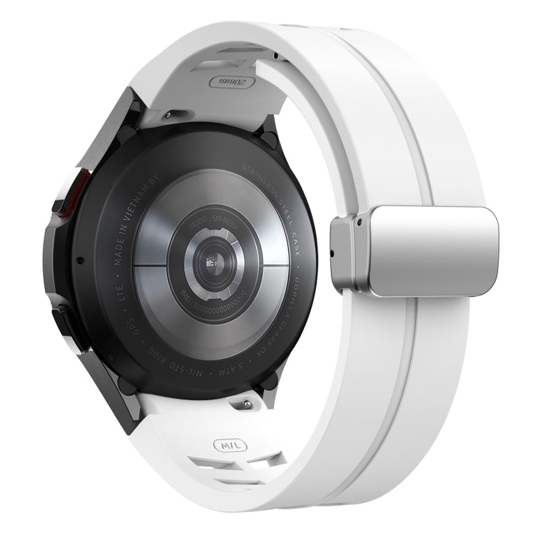 Richard Magnetic Folding Silver Buckle Silicone Watch Band, For Sansung Galaxy Watch 5 Pro 45mm, For Samsung Galaxy Watch 7 40 / 44mm, For Samsung Galaxy Watch 6 Classic 43 / 47mm