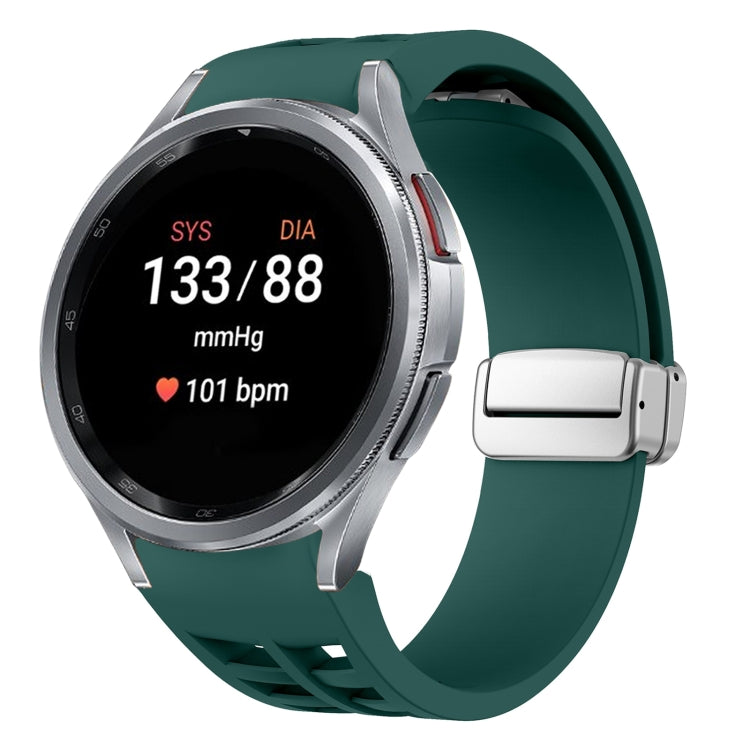 Richard Magnetic Folding Silver Buckle Silicone Watch Band, For Sansung Galaxy Watch 5 Pro 45mm, For Samsung Galaxy Watch 7 40 / 44mm, For Samsung Galaxy Watch 6 Classic 43 / 47mm