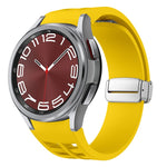 Richard Magnetic Folding Silver Buckle Silicone Watch Band, For Sansung Galaxy Watch 5 Pro 45mm, For Samsung Galaxy Watch 7 40 / 44mm, For Samsung Galaxy Watch 6 Classic 43 / 47mm
