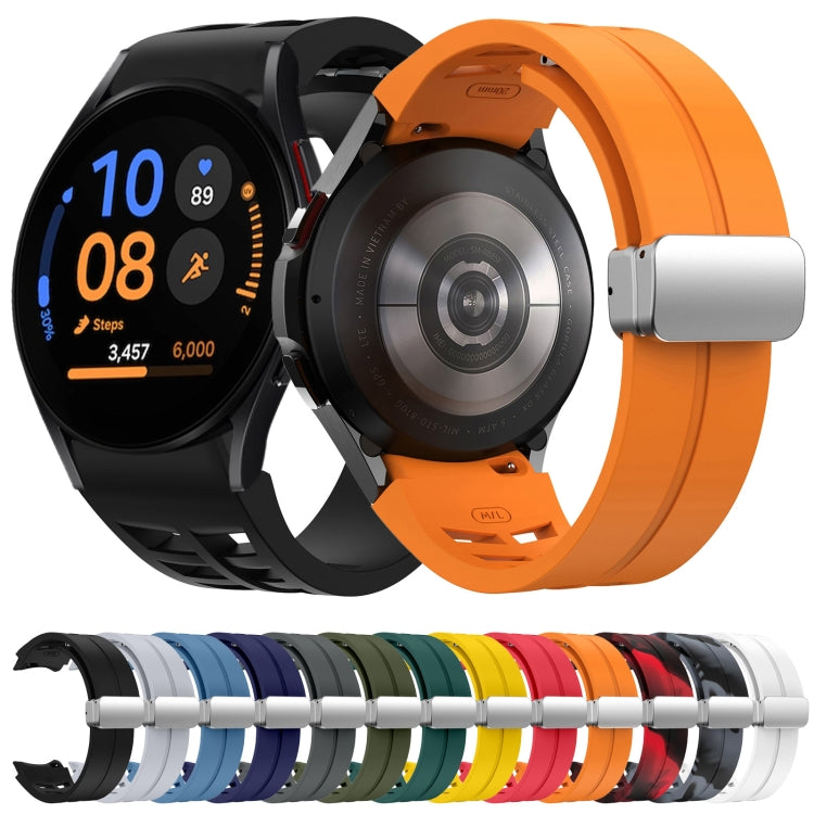 Richard Magnetic Folding Silver Buckle Silicone Watch Band, For Sansung Galaxy Watch 5 Pro 45mm, For Samsung Galaxy Watch 7 40 / 44mm, For Samsung Galaxy Watch 6 Classic 43 / 47mm