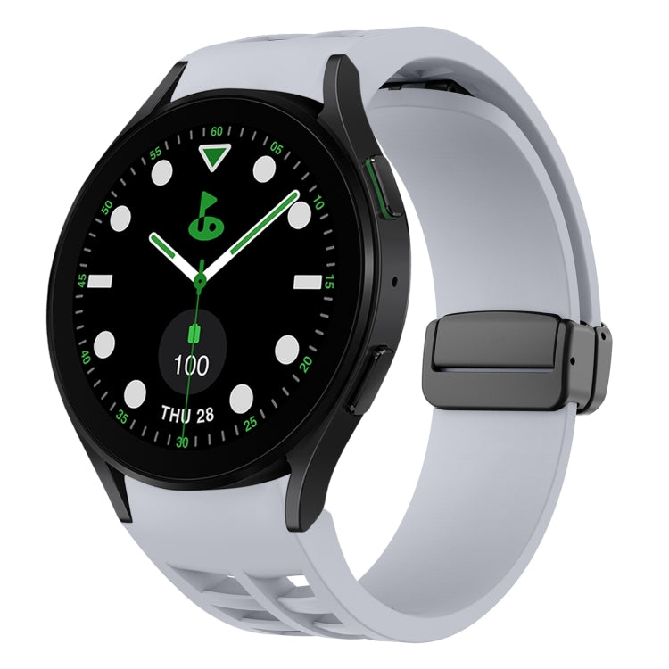 Richard Magnetic Folding Black Buckle Silicone Watch Band, For Samsung Galaxy Watch 6 40 / 44mm, For Sansung Galaxy Watch 5 Pro Golf Edition, For Samsung Galaxy Watch 5 Golf Edition