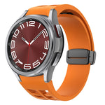 Richard Magnetic Folding Black Buckle Silicone Watch Band, Fof Samsung Galaxy Watch FE 40mm, For Samsung Galaxy Watch 7 40 / 44mm, For Samsung Galaxy Watch 6 class 43 / 47mmic