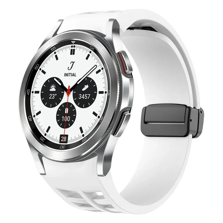 Richard Magnetic Folding Black Buckle Silicone Watch Band, For Samsung Galaxy Watch 4 classic 42 / 46mm
