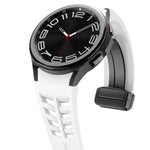 Richard Magnetic Folding Black Buckle Silicone Watch Band, For Samsung Galaxy Watch 4 classic 42 / 46mm