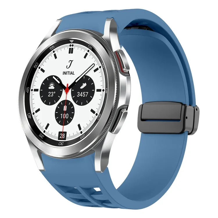 Richard Magnetic Folding Black Buckle Silicone Watch Band, For Samsung Galaxy Watch 4 classic 42 / 46mm