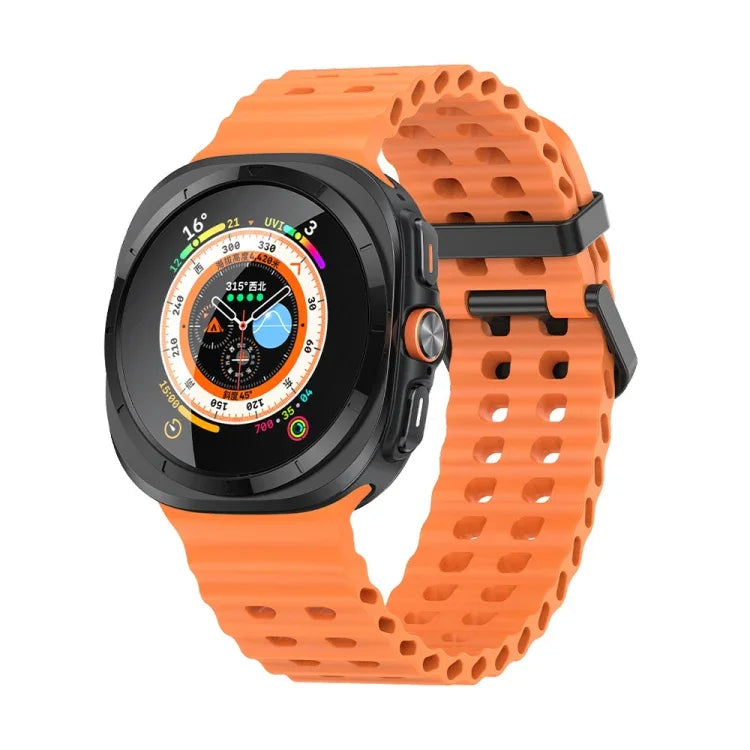 Ocean Dual Row Hole Silicone Watch Band, For Samsung Galaxy Watch Ultra 47mm / Ultra 2025