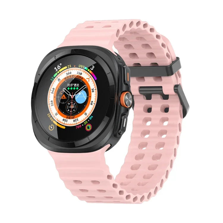 Ocean Dual Row Hole Silicone Watch Band, For Samsung Galaxy Watch Ultra 47mm / Ultra 2025