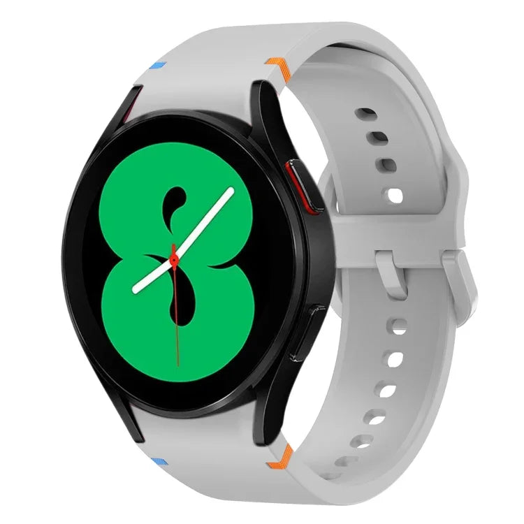 Flat Sewing Design Silicone Watch Band, For Sansung Galaxy Watch5 Pro 45mm, Fou Samsung Galaxy Watch 4 40 / 44mm, For Samsung Galaxy Watch 4 Classic 42 / 46mm