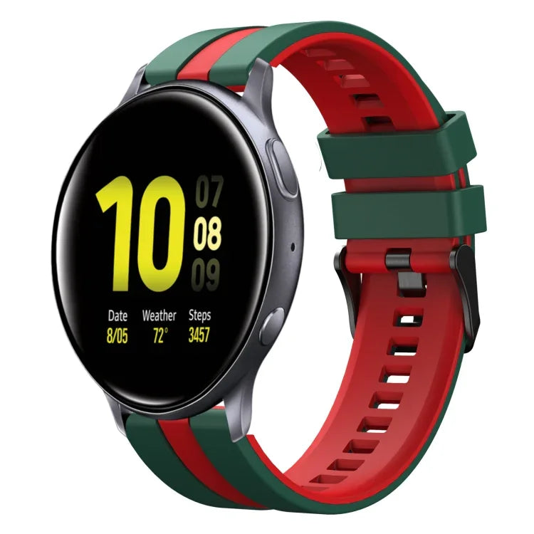 20mm Two Color Sports Silicone Watch Band, For Samsung  Galaxy Watch 4 Classic 42mm, For Samsung Galaxy Watch Active 2 44mm, For Samsung Galaxy Watch Active 2 40mm