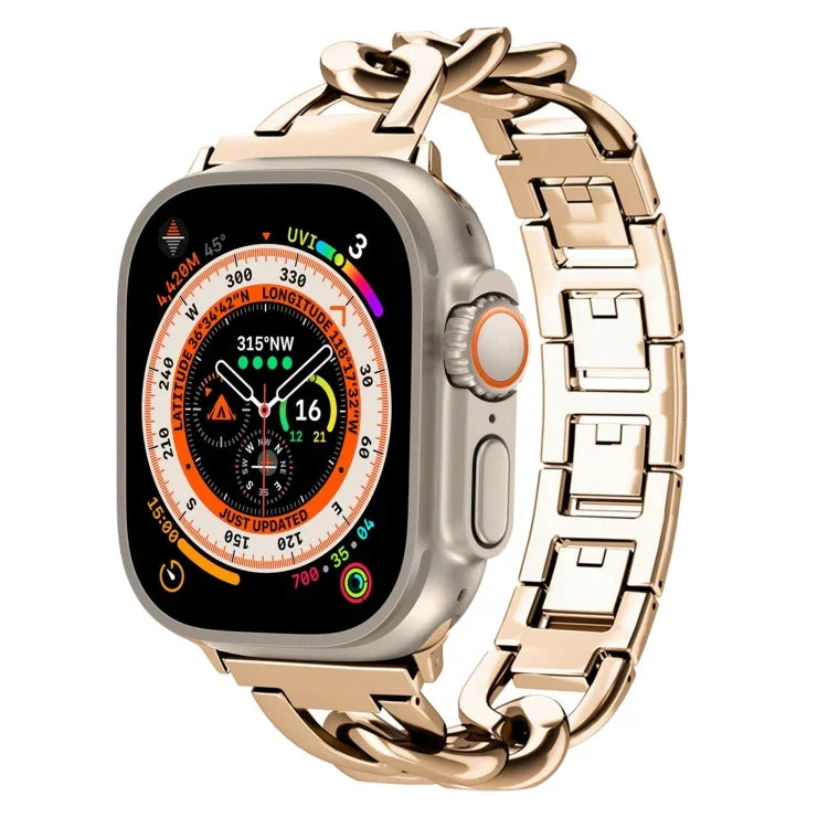Quick-Release Metal Chain Watch Band, For Apple Watch SE 2023 44mm, For Apple Watch SE 2023 40mm, For Apple Watch Ultra 2 49mm, For Apple Watch Series 9 45mm, For Apple Watch Series 9 41mm, For Apple Watch Ultra 49mm, For Apple Watch Series 8 41mm     ...