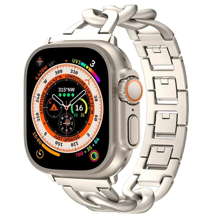 Quick-Release Metal Chain Watch Band, For Apple Watch SE 2023 44mm, For Apple Watch SE 2023 40mm, For Apple Watch Ultra 2 49mm, For Apple Watch Series 9 45mm, For Apple Watch Series 9 41mm, For Apple Watch Ultra 49mm, For Apple Watch Series 8 41mm     ...