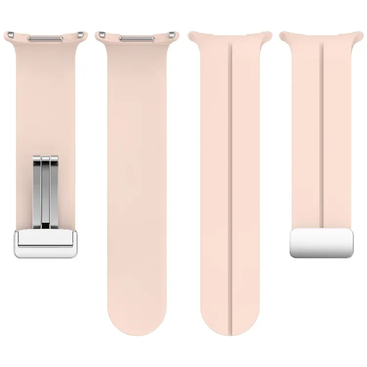For Samsung Galaxy Watch Ultra 47mm / Ultra 2025 Groove Magnetic Folding Silver Buckle Silicone Watch Band