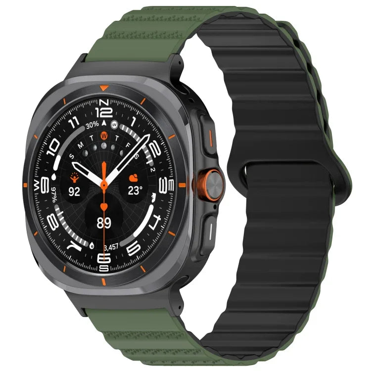 For Samsung Galaxy Watch Ultra 47mm Spot Pattern Two Color Magnetic Silicone Watch Band