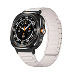 For Samsung Galaxy Watch Ultra 47mm Black Connector I-shaped Magnetic Silicone Watch Band