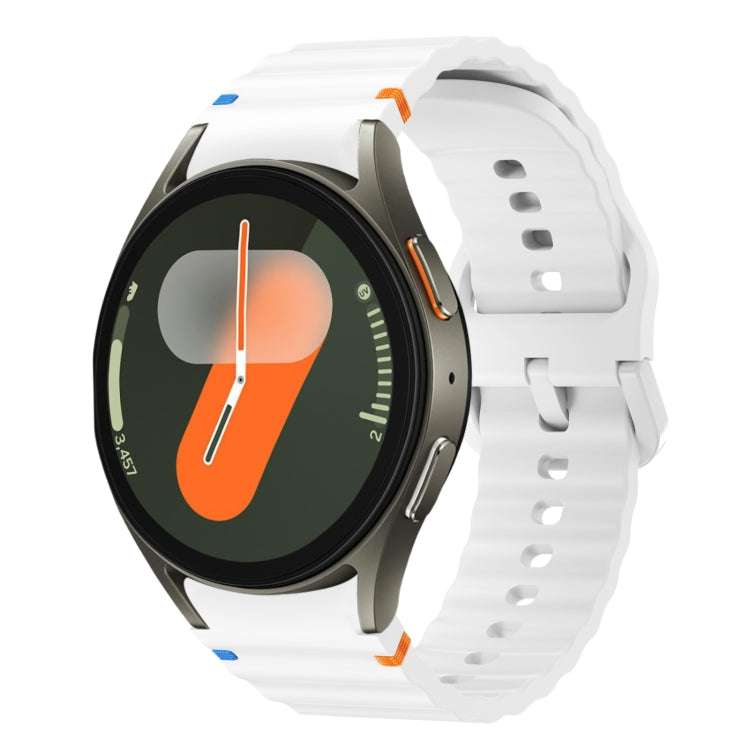 Wave Pattern Stitched Silicone Watch Band, For Samsung Galaxy Watch 7 40 / 44mm, For Samsung Galaxy Watch 6 Classic, For Samsung Galaxy Watch 6 40 / 44mm, For Samsung Galaxy Watch 5 40 / 44mm