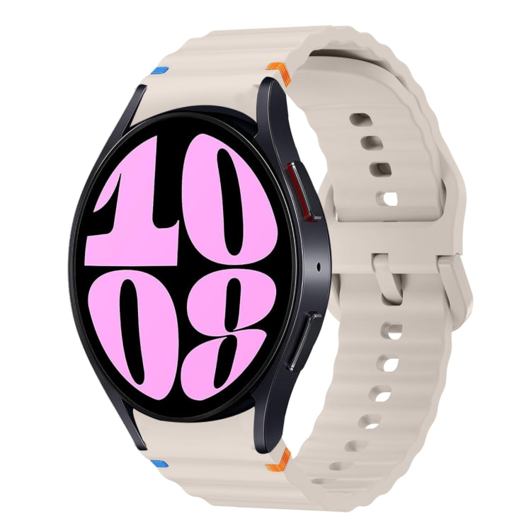 Wave Pattern Stitched Silicone Watch Band, For Samsung Galaxy Watch 7 40 / 44mm, For Samsung Galaxy Watch 6 Classic, For Samsung Galaxy Watch 6 40 / 44mm, For Samsung Galaxy Watch 5 40 / 44mm