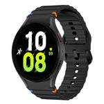 Wave Pattern Stitched Silicone Watch Band, For Samsung Galaxy Watch 7 40 / 44mm, For Samsung Galaxy Watch 6 Classic, For Samsung Galaxy Watch 6 40 / 44mm, For Samsung Galaxy Watch 5 40 / 44mm