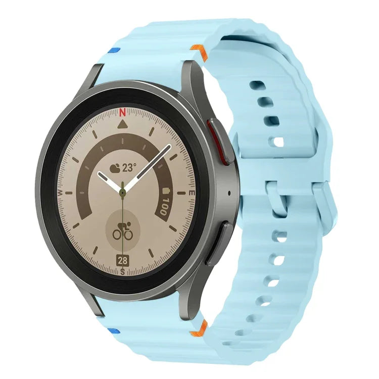 Wave Pattern Stitched Silicone Watch Band, For Samsung Galaxy Watch 5 Pro, For Samsung Galaxy Watch 4 40 / 44mm, For Samsung Galaxy Watch 4 Classic 42 / 46mm, For Samsung Galaxy Watch3 41mm