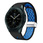 Two Color Magnetic Folding Silver Buckle Silicone Watch Band, For Samsung Galaxy Watch 3 41mm, For Samsung Galaxy Watch Active, For Samsung Galaxy Watch 42mm, For Samsung Gear S2 Classic