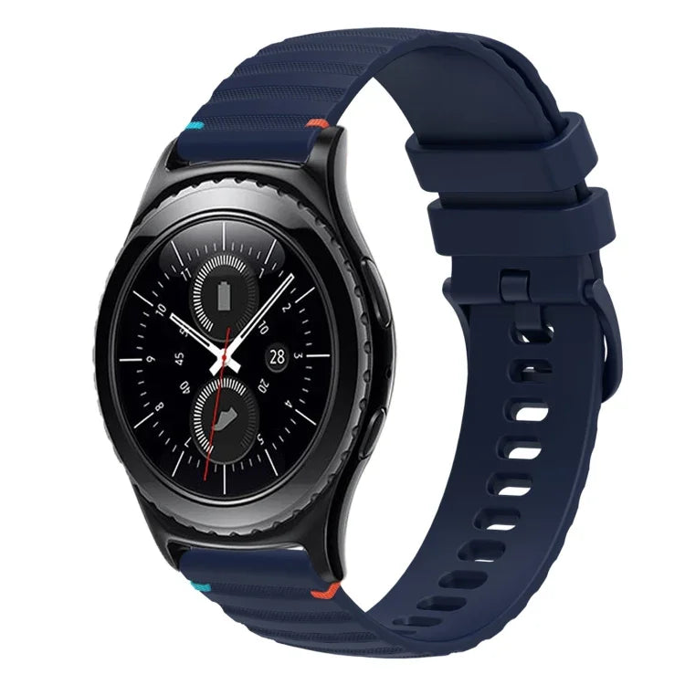 Wavy Dotted Stitched 20mm Silicone Watch Band, For Samsung Galaxy Watch 42mm, For Samsung Gear S2 Classic