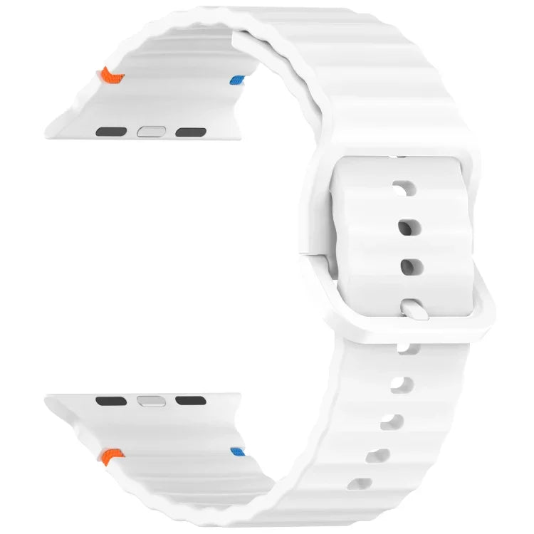 Wavy Grain Stitched Silicone Watch Band, For Apple Watch SE 2023 44mm, For Apple Watch SE 2023 40mm, For Apple Watch Ultra 2 49mm, For Apple Watch Series 9 45mm