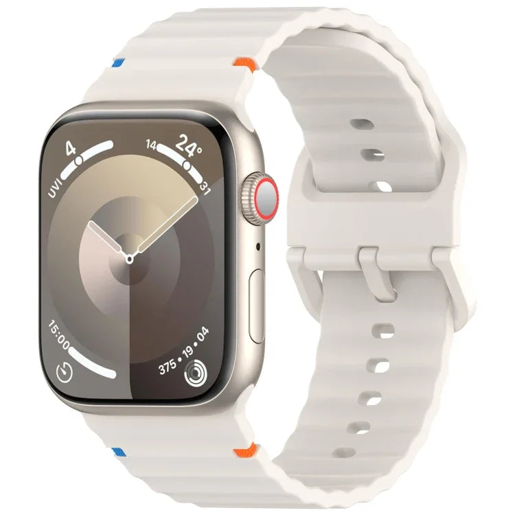 Wavy Grain Stitched Silicone Watch Band, For Apple Watch SE 2023 44mm, For Apple Watch SE 2023 40mm, For Apple Watch Ultra 2 49mm, For Apple Watch Series 9 45mm