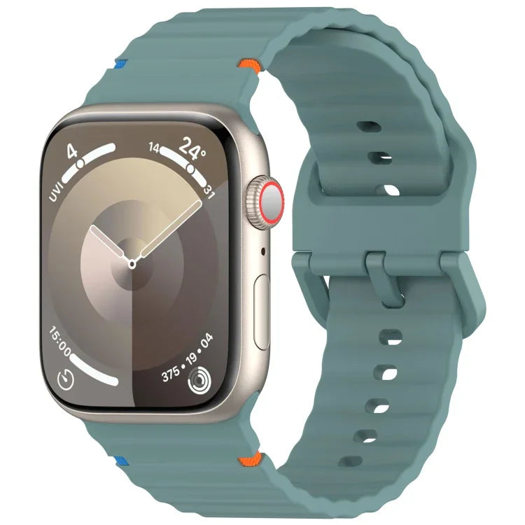 Wavy Grain Stitched Silicone Watch Band, For Apple Watch SE 2022 40mm, For Apple Watch SE 2022 44mm, For Apple Watch Series 7 41mm, For Apple Watch Series 7 45mm