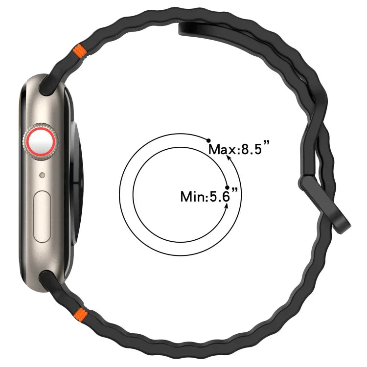 Wavy Grain Stitched Silicone Watch Band, For Apple Watch SE 2023 44mm, For Apple Watch SE 2023 40mm, For Apple Watch Ultra 2 49mm, For Apple Watch Series 9 45mm