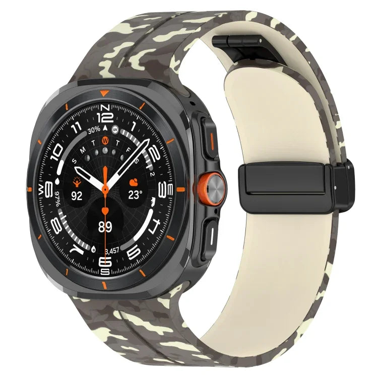 For Samsung Galaxy Watch Ultra 47mm Magnetic Folding Buckle Silicone Watch Band