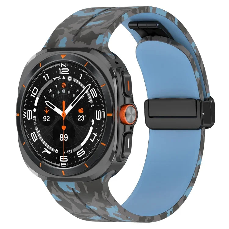 For Samsung Galaxy Watch Ultra 47mm Magnetic Folding Buckle Silicone Watch Band